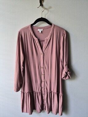 Juniors Eyeshadow Ruffle-Hem Button-Down Shirt Dress